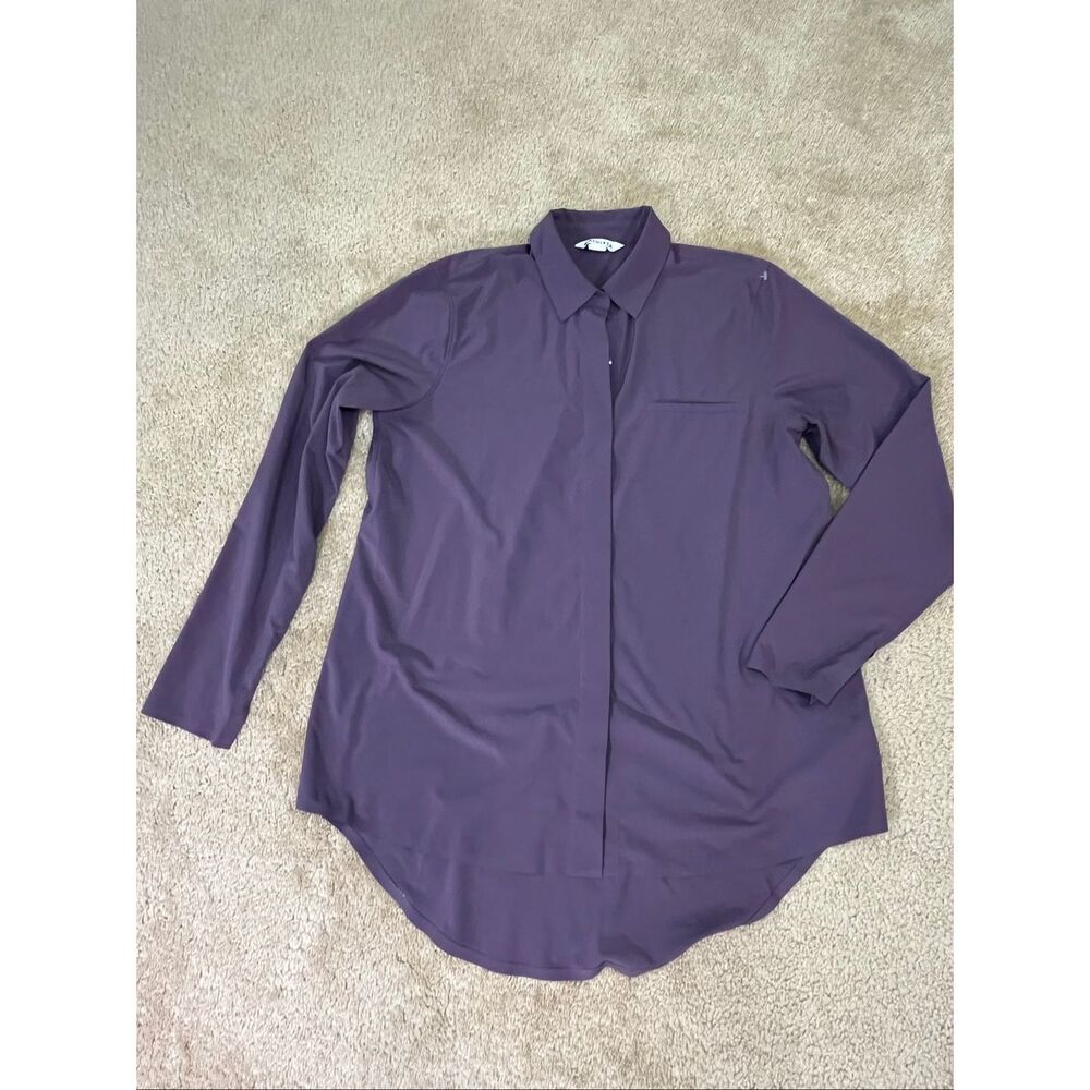Athleta Purple Long Sleeve Button Front Shirt Size M Lightweight Travel Top